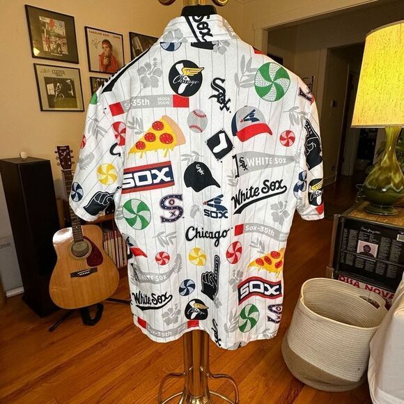 Vintage Chicago White Sox Baseball Logos Shirt Hawaiian Button Front - Picture 2 of 4